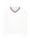 Gucci White Sweater For Kids With Web Detail In White