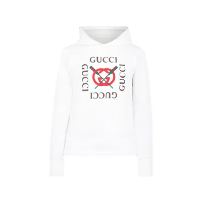 Gucci Kids' White Sweatshirt For Boy With Logo In New White/mc