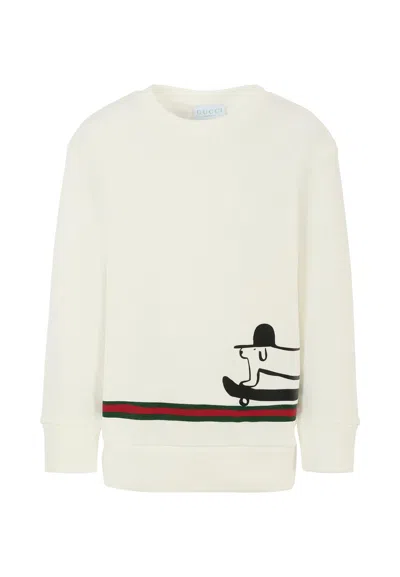Gucci White Sweatshirt For Kids With Dog