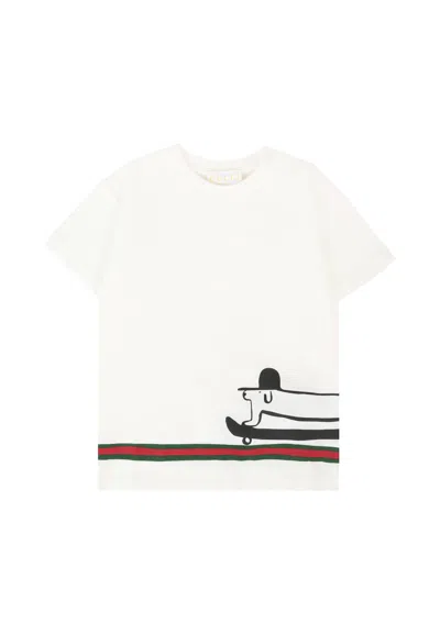 GUCCI WHITE T-SHIRT FOR BABYKIDS WITH DOG