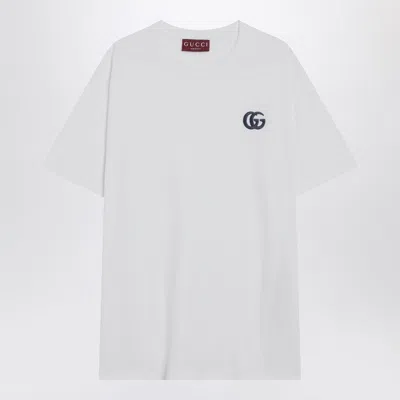 Gucci White T-shirt With Gg Embroidery Men