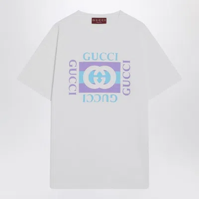 GUCCI GUCCI WHITE T-SHIRT WITH LOGO PRINT WOMEN