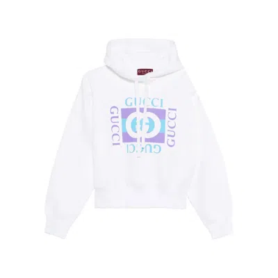 GUCCI GUCCI WHITE TOPS - HOODIES WOMEN