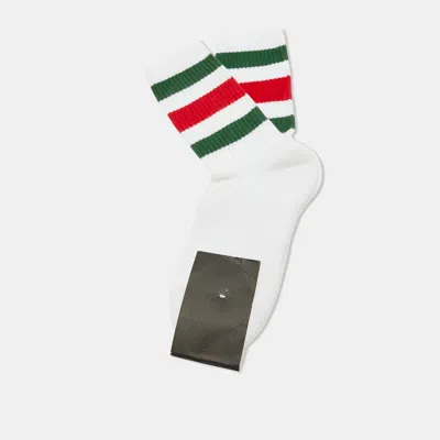 Pre-owned Gucci White Web Cotton Socks 18-20cm