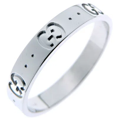 Pre-owned Gucci White White Gold (18k) Band Ring ()
