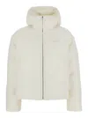 Gucci White Wool Bomber Jacket With Fixed Hood And Logo Lettering On The Front In Gray