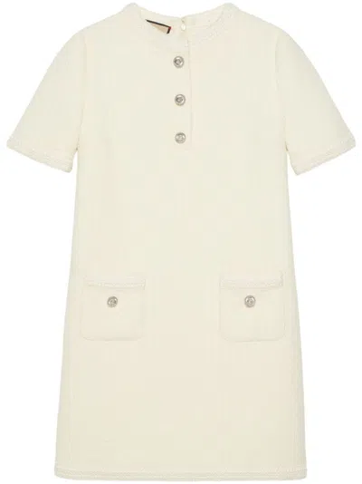GUCCI WHITE WOOL TWEED DRESS