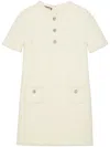 GUCCI WHITE WOOL TWEED DRESS FOR WOMEN