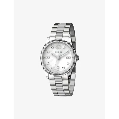 Gucci White Ya1265064 G-timeless Slim Stainless-steel Automatic Watch