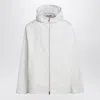 Gucci White Jacket With Logo Lettering Embroidery On The Front And Maxi Web Print On The Rear In Cot In White