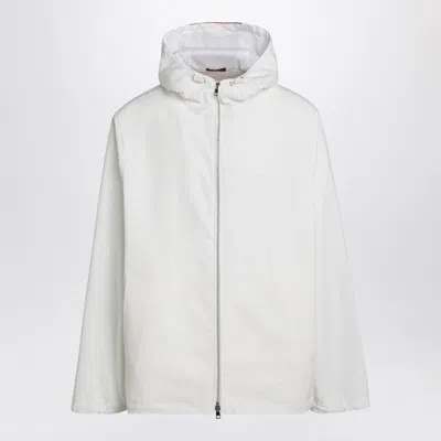 GUCCI GUCCI WHITE ZIP-UP JACKET WITH LOGO PRINT MEN