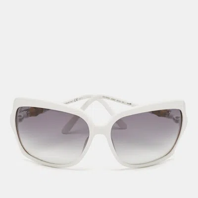 Pre-owned Gucci White/black Gradient Gg 3131/s Bamboo Oversized Sunglasses