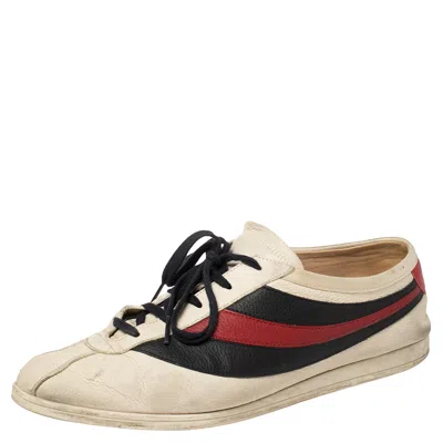 Pre-owned Gucci White/blue Leather Falacer Sneakers Size 44