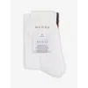 Gucci Brand-stripe Cotton-blend Sock In White/dark Green