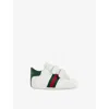 Gucci White Ace Sneakers For Babykids With Web Detail In White/gr.wh/vrv/gree