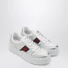 Gucci Low-top Leather Sneakers Featuring Metallic Accents And Rubber Sole In Silver