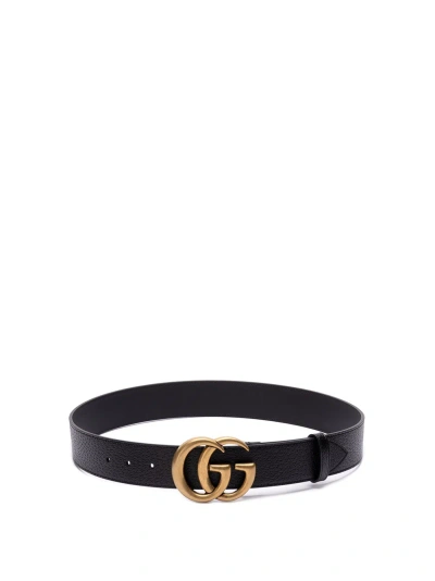 Gucci Wide Belt With `double G` Buckle In Black  