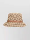 Gucci Wide Brim Cloche Hat With Leather Trim In Neutral