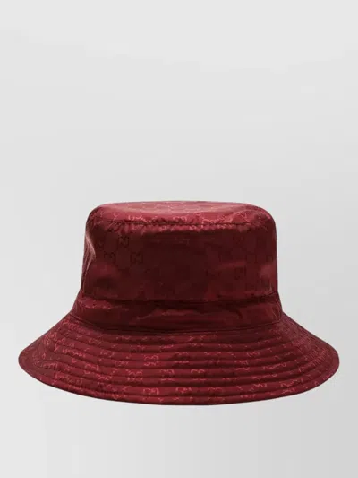 Gucci Wide Brim Hat Adjustable Strap Design In Burgundy