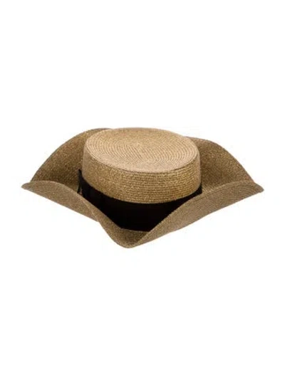 Pre-owned Gucci Wide Brim Sun Hat. W/tags In Gold
