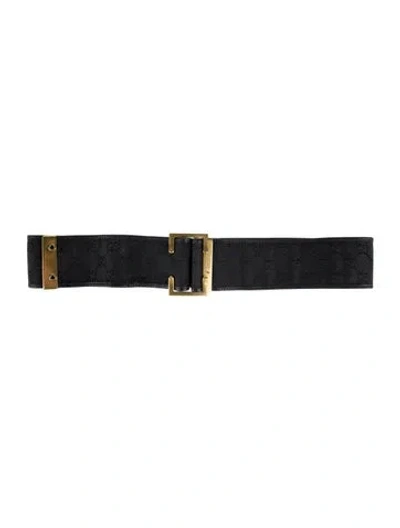 Pre-owned Gucci Wide Canvas Belt In Black