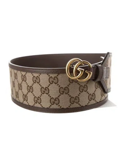 Pre-owned Gucci Wide Canvas Belt In Brown
