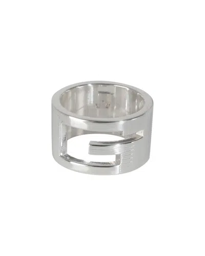 Gucci Wide Cutout G Silver Ring (authentic Pre-loved) In Metallic