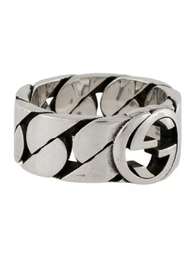 Pre-owned Gucci Wide Interlocking G Band Ring In Multi