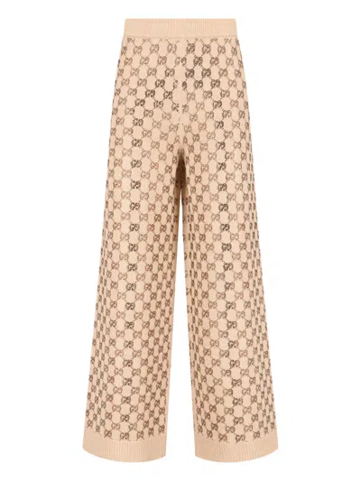 Gucci Wide Knit Pants In Gold