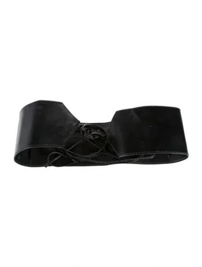 Pre-owned Gucci Wide Leather Belt In Black