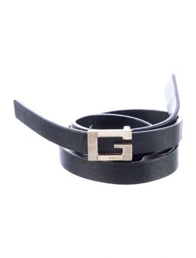 Pre-owned Gucci Wide Leather Belt In Black