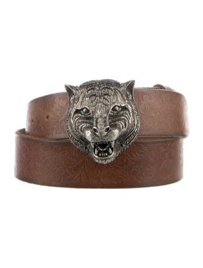 Pre-owned Gucci Wide Leather Belt In Brown