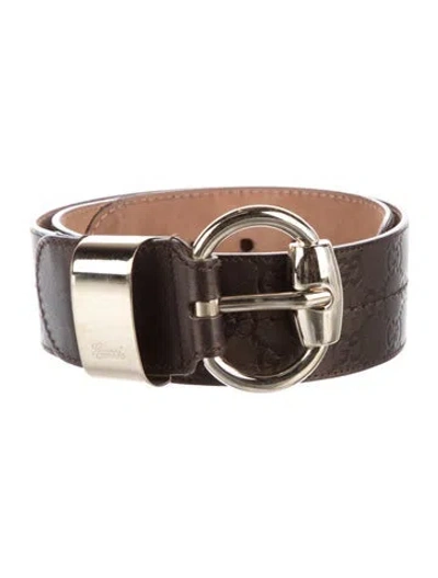 Pre-owned Gucci Wide Leather Belt In Brown