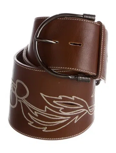 Pre-owned Gucci Wide Leather Waist Belt In Brown