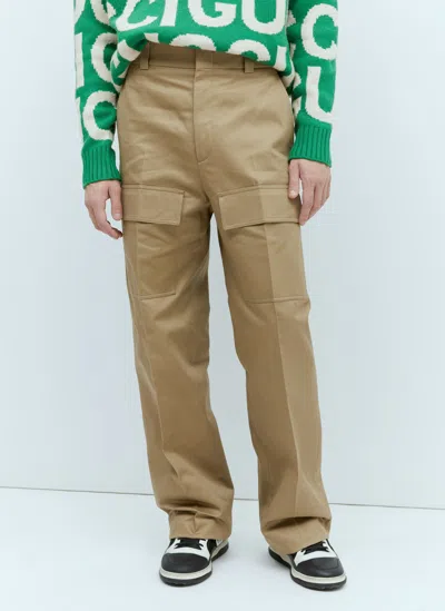 Gucci Wide-leg Cotton Cargo Trousers In Beige