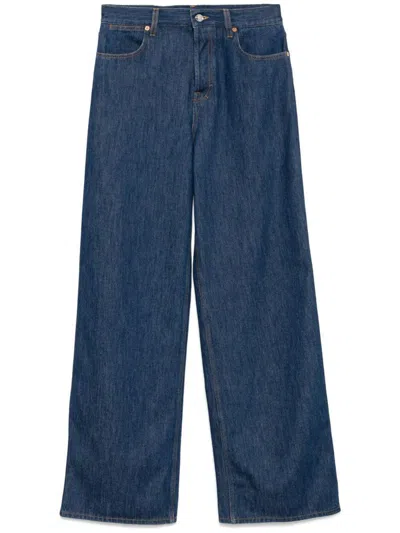 Gucci Wide Leg Denim Jeans In Blue