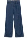 Gucci Blue Jeans With Belt Loops And Logo Patch On The Rear In Denim Woman In Blue