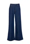 Gucci Blue Jeans With Belt Loops And Logo Patch On The Rear In Denim Woman In Blue