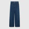 Gucci Blue Jeans With Belt Loops And Logo Patch On The Rear In Denim Woman In Blue
