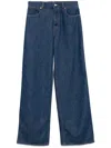 Gucci Blue Jeans With Belt Loops And Logo Patch On The Rear In Denim Woman In Blue