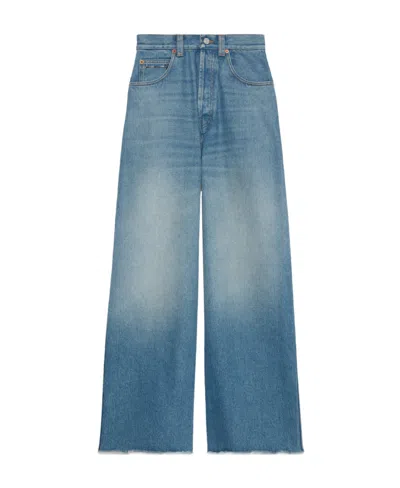 GUCCI GUCCI FRAYED HEM WIDE LEG JEANS