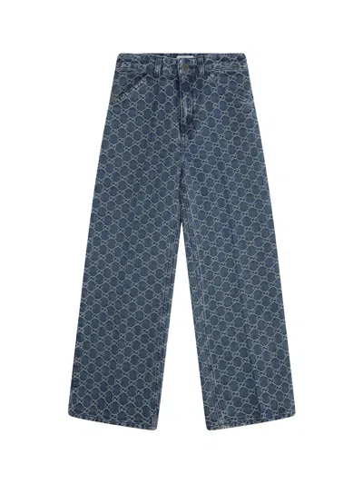 Gucci Kids' Wide-leg Jeans For Boy In Blue