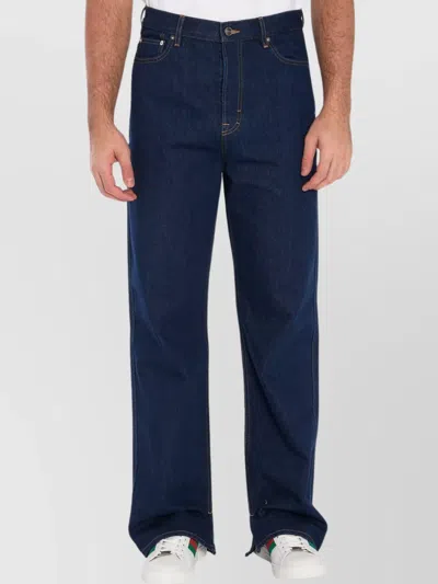 GUCCI WIDE-LEG JEANS WITH EMBROIDERY