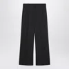 Gucci Wide-leg Grey Wool Trousers Women In Black