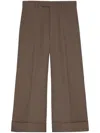 Gucci Wool Gabardine Trousers In Braun