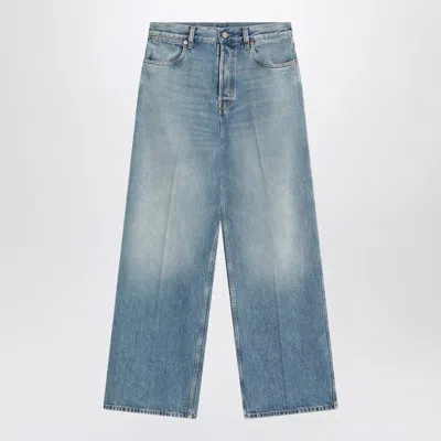 Gucci Wide Light Jeans With Faded Effect In Blue