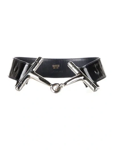 Pre-owned Gucci Wide Patent Leather Waist Belt In Black