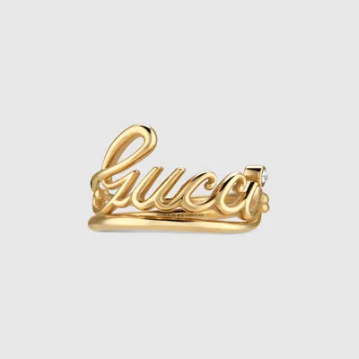 Gucci Wide Ring With  Script In Gold-toned Metal