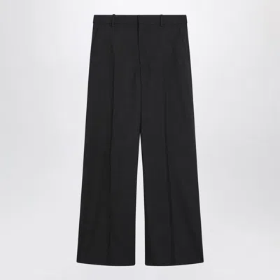 Gucci Wide-leg Grey Wool Trousers In Black