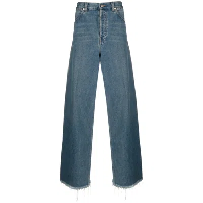 Gucci Wide-leg Raw-cut Jeans In Blue